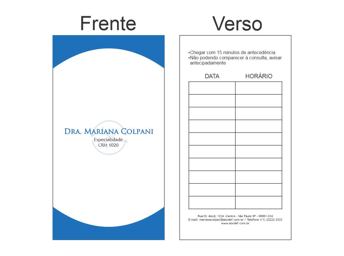 Cartão de Agendamento Angiologia e Vascular