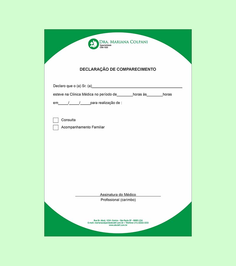 Declaração de Comparecimento - Gastroenterologia