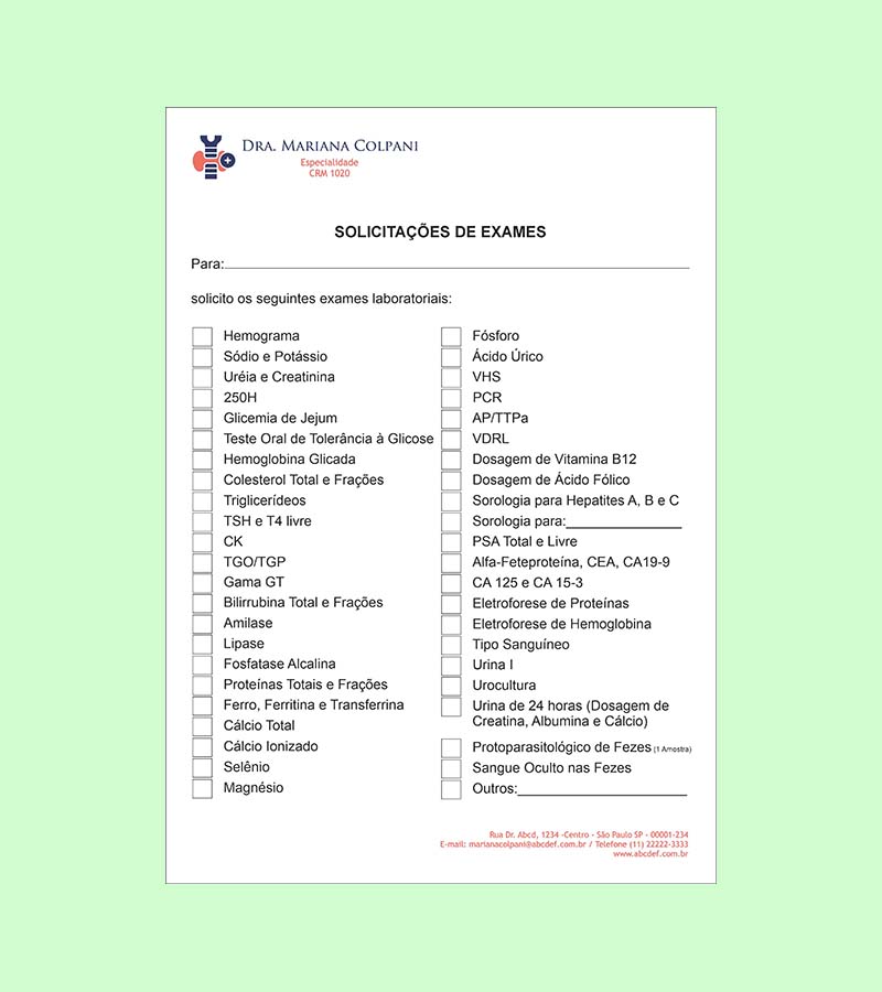 Solicitação de Exames - Endocrinologia